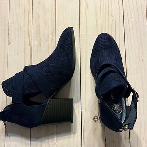 Brand “D” Navy Blue Heeled Booties